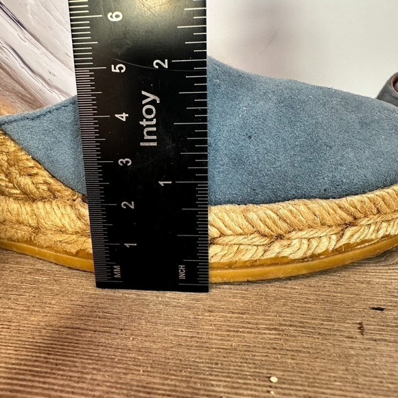 Made In Spain Espadrilles Mary Jane Wedge Sandals SZ 38 US 7.5 Blue Suede Gaimo - Picture 9 of 11